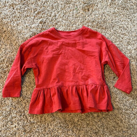 Hanna Andersson red orange ruffle peplum tee - Picture 1 of 2